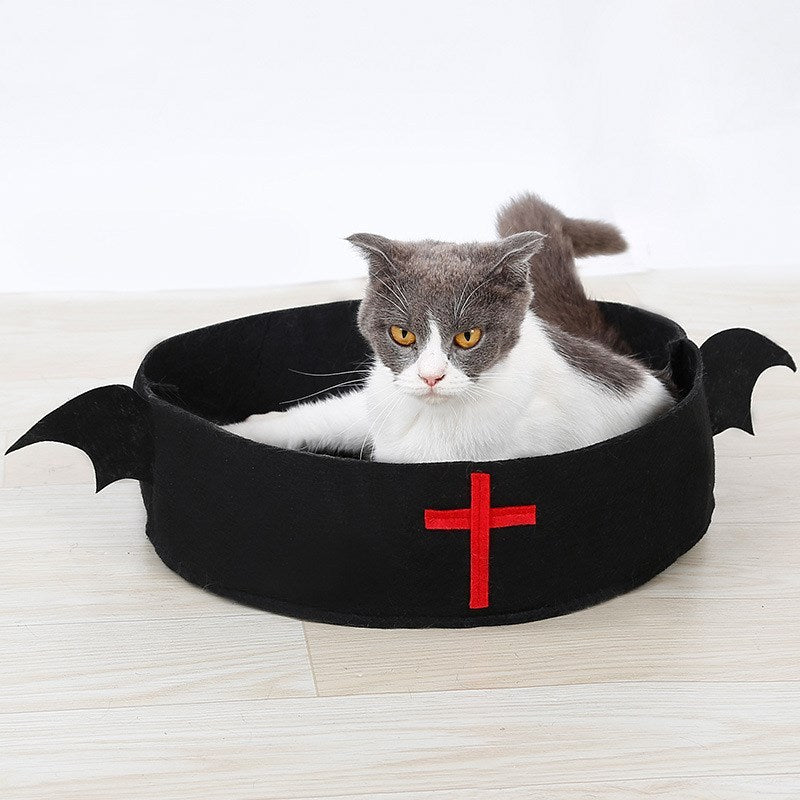 Halloween Horror Haustier Hund Katze Bett