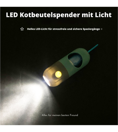 LED Kotbeutelspender mit Licht | Hundekotbeutelhalter für unterwegs