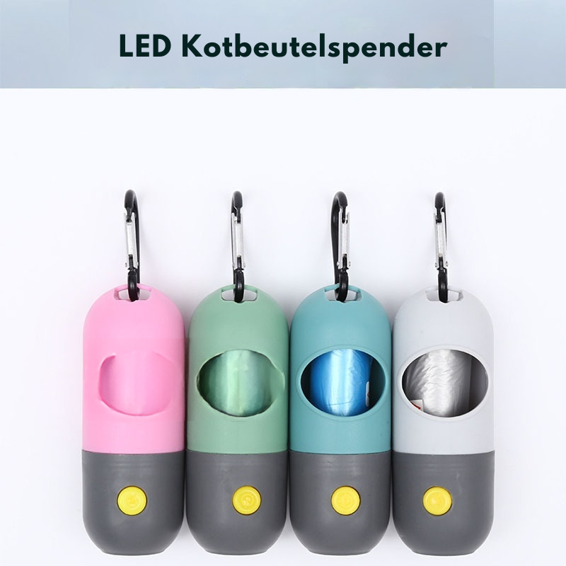 LED Kotbeutelspender mit Licht | Hundekotbeutelhalter für unterwegs