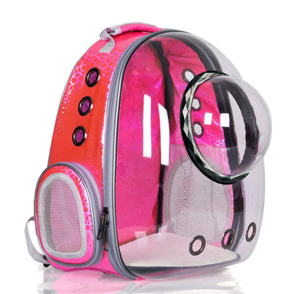 Pink transparent Haustier Hund Reise-Rucksack mit Sichtfenster und Luftlöchern für komfortable Reisen mit Ihrem Haustier.